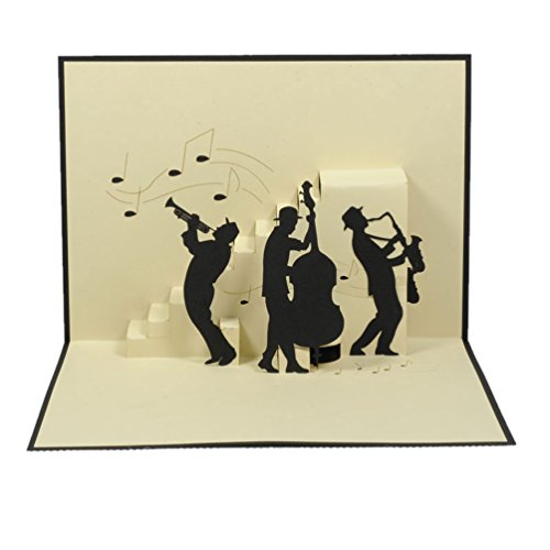 Favour Pop Up® - 3D Glückwunschkarte. Ein filigranes Kunstwerk, dass beim Öffnen mit einer liebevoll gestalteten Jazz-Band überrascht. 12x17cm TB050 von Favour Pop Up