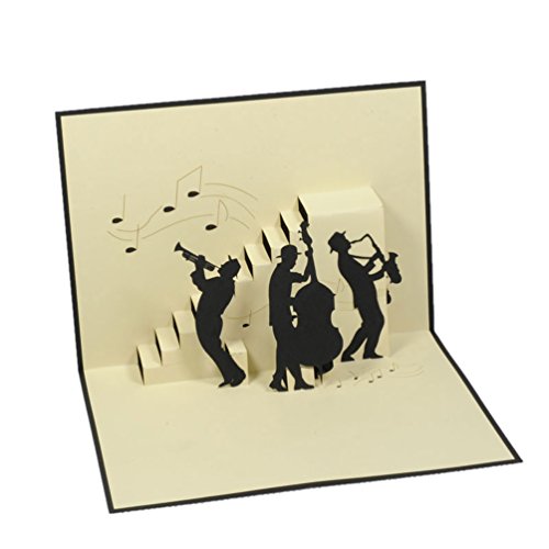 Favour Pop Up® - 3D Glückwunschkarte. Ein filigranes Kunstwerk, dass beim Öffnen mit einer liebevoll gestalteten Jazz-Band überrascht. TB050 von Favour Pop Up