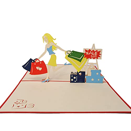 Favour Pop Up® - 3D Grusskarte - Shopping Girl. Die perfekte Glückwunschkarte zum Geburtstag, Urlaub, Jubiläum auch für Gutschein oder Geldgeschenk. TF051 von Favour Pop Up