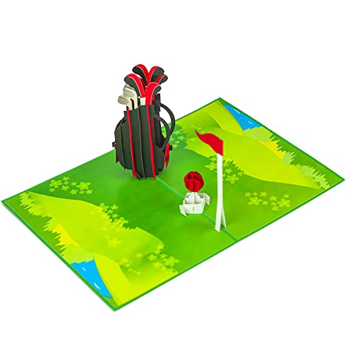 Favour Pop Up® - 3D Karte mit wunderschönem Golfmotiv, zum Geburtstag, zum Jubiläum, zur Genesung oder als lieber Gruss. Mit Einschiebekarte zum Beschriften. TF081 von Favour Pop Up