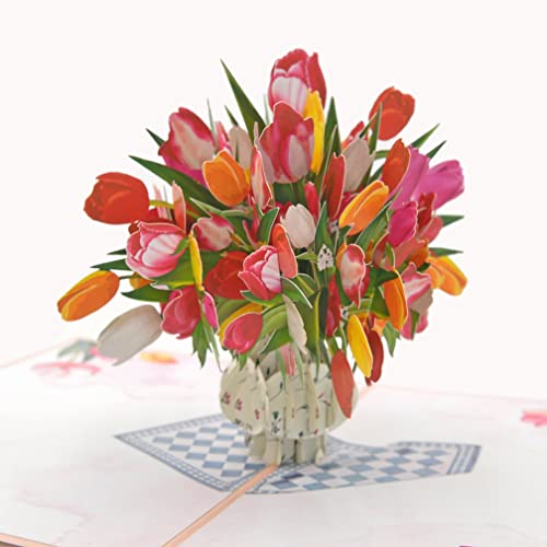 Favour Pop Up® - 3D ein prachtvoller Blumenstrauss in Vase, zum Geburtstag, zum Jubiläum, auch für Geldgeschenk oder Gutschein. TF091 von Favour Pop Up