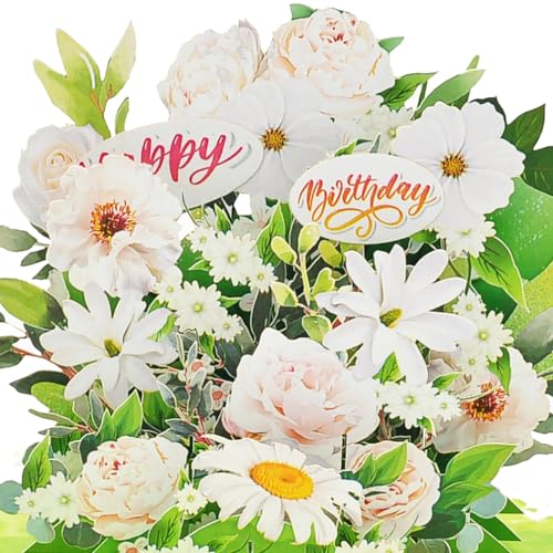Favour Pop Up® - 3D eine prachtvolles Blumengesteck zum Geburtstag. Mit Einschiebekarte zum Beschriften. TF095 von Favour Pop Up