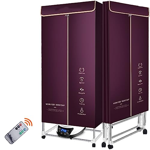 Sechs-Knopf-faltbarer 1,5 m tragbarer Lufttrockner, energiesparender Trockner, elektrischer Heimtrockner, drei Farben optional (Color : Purple, CH : 1.5m) von Favourite