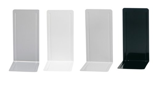 2x Große Faxland Buchstützen Weiß aus Metall, 14 x 12 x 24 cm für Ordner Registraturstützen, Weiß von Faxland