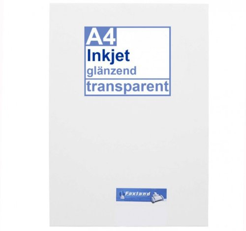 Inkjet Klebefolie 10 x DIN A4 transparent glänzend, klar - Glasklar - Druckerfolie zum bedrucken mit Tinte von Faxland