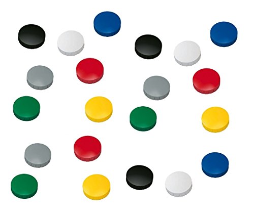 Set mit runden Magneten für Magnettafeln, Kühlschränke und elektronische Tafeln, 24 mm, grau Sortiert von Faxland