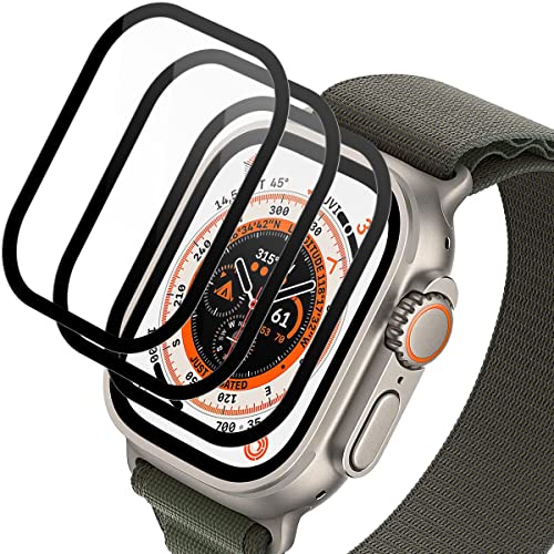 FayTun 3 Stück für Panzerglas für Apple Watch Ultra 49mm Schutzfolie,3D Screen Protector Displayschutzfolie für Apple Watch Ultra 49mm,9H Härte,kratzfest,Anti-Fingerabdruck von FayTun