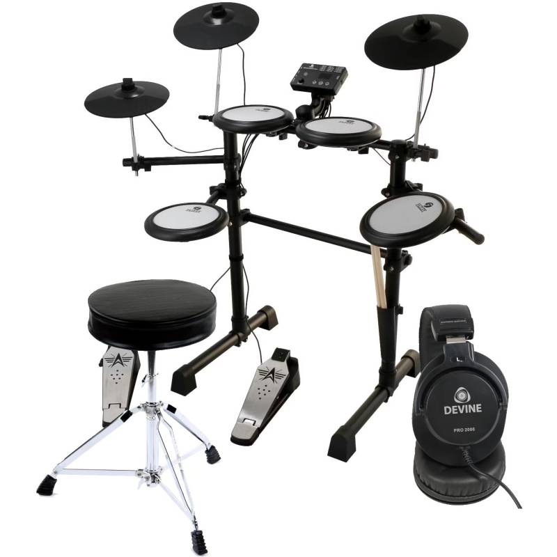 Fazley DDK-020 Electronic Drum Kit Starter Pack with Drum Throne and Headphones von Fazley