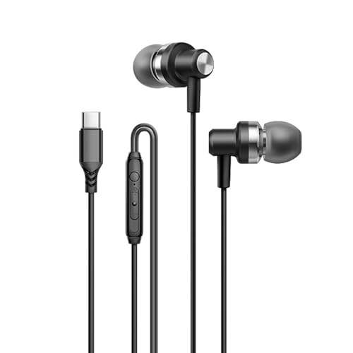 Fazvncv Stereo-Kopfhörer mit Kabel, Typ C, aus Metall, In-Ear-Design, Ohrhörer für immersive Auditive von Fazvncv