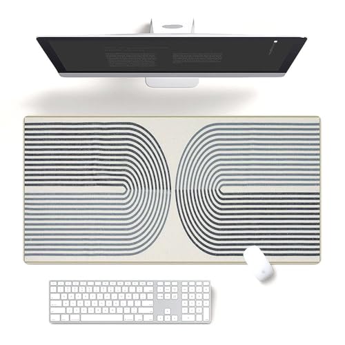 Böhmische Schreibtischunterlage mit blauem Bogenbrücken-Design, 40 x 80 cm, rutschfestes Mauspad und Tastaturmatte, minimalistische Schreibtischabdeckung, flecken- und staubabweisend, genähte Kanten von Fchen art