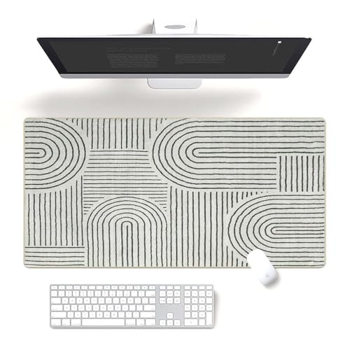 Fchen art Böhmische minimalistische Schreibtischunterlage mit schwarzer Linie, Bogenbrücken-Design, 40 x 80 cm, großes rutschfestes Mauspad und Tastaturmatte, flecken- und staubabweisend, genähte Fchen art Böhmische minimalistische Schreibtischunterlage mit schwarzer Linie, Bogenbrücken-Design, 40 x 80 cm, großes rutschfestes Mauspad und Tastaturmatte, flecken- und staubabweisend, genähte von Fchen art