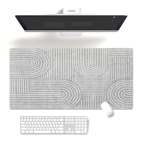 Fchen art Bohemian Minimalistische grau-beige Schreibtischunterlage mit weißer Linie, Bogenbrücken-Design, 40 x 80 cm, großes rutschfestes Mauspad und Tastaturmatte, flecken- und staubabweisend Fchen art Bohemian Minimalistische grau-beige Schreibtischunterlage mit weißer Linie, Bogenbrücken-Design, 40 x 80 cm, großes rutschfestes Mauspad und Tastaturmatte, flecken- und staubabweisend von Fchen art