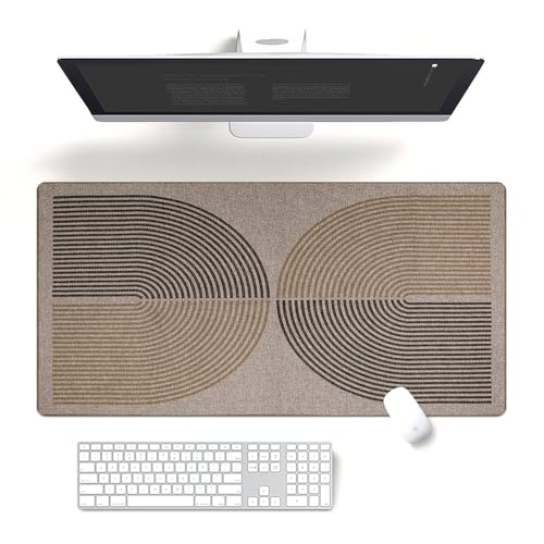 Fchen art Geometrische Schreibtischunterlage, Bohemian-Stil, 40 x 80 cm, Bogenbrücke, Tastatur-Pad, minimalistische Arbeitsplatzmatte, rutschfest, schmutzabweisend, genähte Kanten von Fchen art