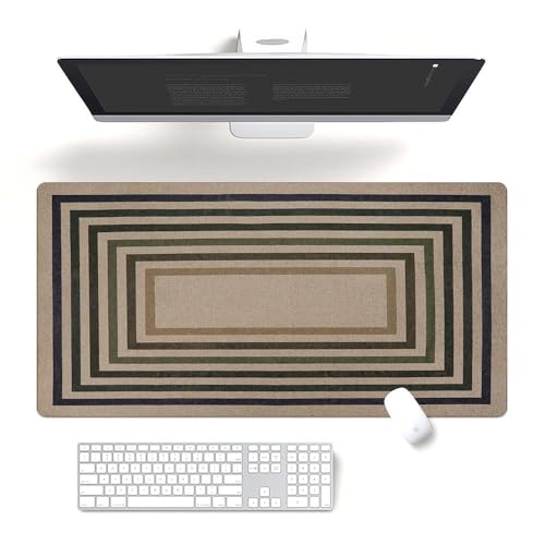 Fchen art Geometrische Schreibtischunterlage im Bohemian-Stil, 40 x 80 cm, rutschfestes Mauspad und Tastaturmatte, minimalistische Schreibtischabdeckung, flecken- und staubabweisend, genähte Kanten von Fchen art