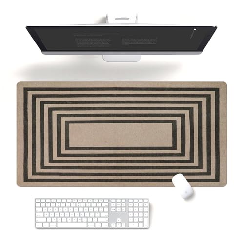 Fchen art Schreibtischunterlage im böhmischen braunen Wirbel-Design, 40 x 80 cm, rutschfeste Maus-Tastatur-Pad, minimalistisches geometrisches Muster, schmutzabweisende Arbeitsplatzmatte mit genähten von Fchen art
