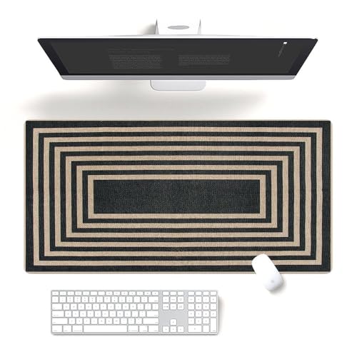Fchen art Schreibtischunterlage mit böhmischem Wirbelmuster, 40 x 80 cm, rutschfestes Mauspad und Tastaturmatte, minimalistisches Büro-Design, flecken-/staubabweisend, genähte Kanten für PC-Gaming von Fchen art