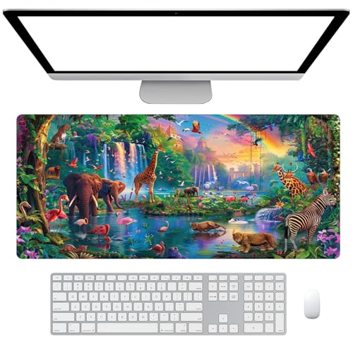 Fchen art Tastatur-Mauspad, Motiv: Tiere auf dem Hintergrund, schöne Landschaft mit einem Wasserfall, Bäume, Mauspad, Gaming, Tastatur-Pad, XL-Mauspad für Zuhause und Büro Fchen art Tastatur-Mauspad, Motiv: Tiere auf dem Hintergrund, schöne Landschaft mit einem Wasserfall, Bäume, Mauspad, Gaming, Tastatur-Pad, XL-Mauspad für Zuhause und Büro von Fchen art