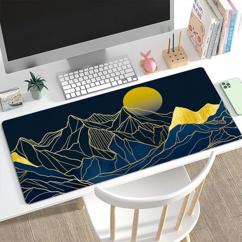 Große Schreibtischmatte Mountain Desk Pad Boho Mauspad Gold Line Mountain Moon Mousepad Long Extended Desk Protector Mat Full Laptop Mat für Wireless Mouse Non Slip Work Computer 30x60cm Große Schreibtischmatte Mountain Desk Pad Boho Mauspad Gold Line Mountain Moon Mousepad Long Extended Desk Protector Mat Full Laptop Mat für Wireless Mouse Non Slip Work Computer 30x60cm von Fchen art