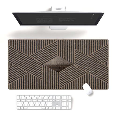 Schreibtischunterlage mit geometrischem Muster, 40 x 80 cm, rutschfestes Mauspad und Tastaturmatte, minimalistisches verwobenes Liniendesign, flecken- und staubabweisend, genähte Kanten für Büro oder von Fchen art