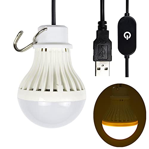 Fcnjsao Hängende LED-Campingzelt-Glühbirne, Angellampe, USB-tragbare Glühbirne für Wandern, Angeln, Camping, Haushalt, Auto, mit 2,5 m Kabel von Fcnjsao