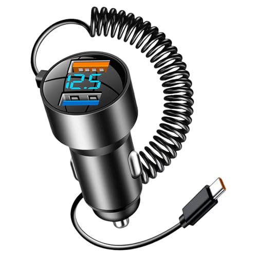 Fcnjsao Hochgeschwindigkeits Lade Auto Adapter Doppel Port Auto Netzteil Ausgestattet Mit USB C Spiralkabel Für Effizientes Fcnjsao Hochgeschwindigkeits Lade Auto Adapter Doppel Port Auto Netzteil Ausgestattet Mit USB C Spiralkabel Für Effizientes von Fcnjsao