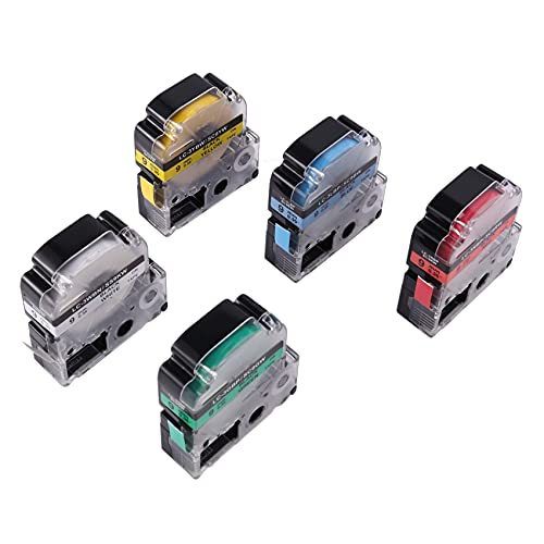 Fcuajdkq 5 StüCke 9Mm Label Maker Tape Label Maker Schwarz auf/Rot/Blau/Gelb/GrüN Label Tape für/Drucker von Fcuajdkq