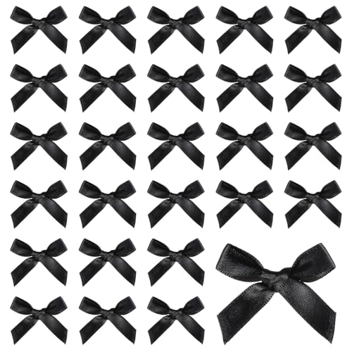 100 Stück kleine schwarze Schleifen, schwarze Satinschleife, 4,2 x 3,9 cm, kleine Bastelschleife, Dekoration, kleine Schleife für Handwerk, Geschenkverpackung, Party, Dekoration, Leckerli-Taschen 100 Stück kleine schwarze Schleifen, schwarze Satinschleife, 4,2 x 3,9 cm, kleine Bastelschleife, Dekoration, kleine Schleife für Handwerk, Geschenkverpackung, Party, Dekoration, Leckerli-Taschen von FdcLixuvol