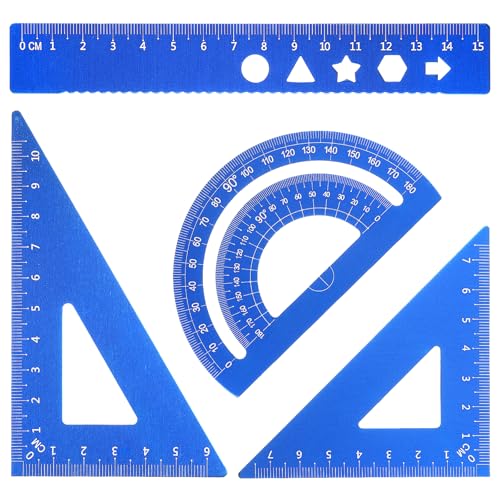 4 Stück Metall Dreieck Lineal Set, Aluminiumlegierung Lineal Set Mathe-Zeichenlineal-Sets Dreieck Architekten Lineals Sets Geometrisches Winkelmesser-Messwerkzeug Für Schüler, Schule, Bürobedar 4 Stück Metall Dreieck Lineal Set, Aluminiumlegierung Lineal Set Mathe-Zeichenlineal-Sets Dreieck Architekten Lineals Sets Geometrisches Winkelmesser-Messwerkzeug Für Schüler, Schule, Bürobedar von FdcLixuvol