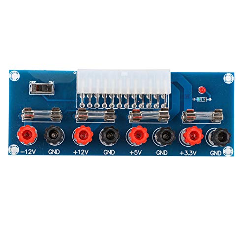 Fdit 24-poliges Stromrichtermodul, Desktop-PC-Netzteil 24-poliges ATX-4-Kanal-3,3-V-5-V-12-V-Terminal-Breakout-Adaptermodul mit Sicherung von Fdit