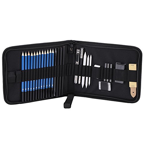 33Stücke H & B Bleistifte Zeichnung und Sketch Kit Set mit Radiergummis Charcoal Stick Spitzer Kunst für Künstler Erwachsene von Fdit