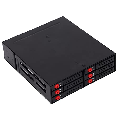 6 Bay 5,25" Laufwerksgehäuse für 2,5" SATA HDD & SSD, Hot-Swap Wechselrahmen mit LED-Anzeige Unterstützung von 6TB HDD/SSD 6Gbps, Backplane & Front Panel Mount von Fdit