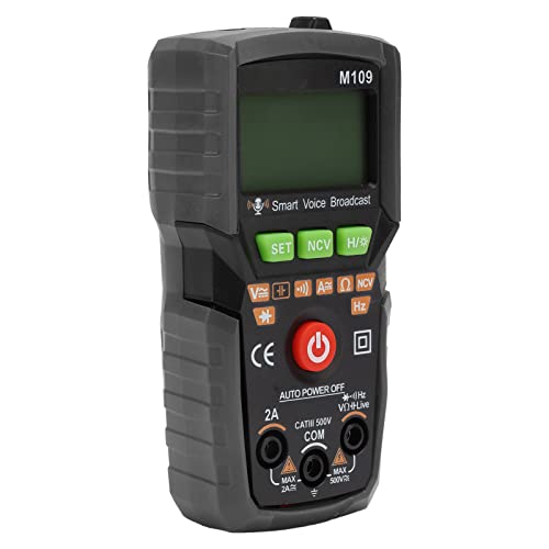 DC AC Voltmeter Amperemeter Automatisch Tragbares Multimeter mit Sprachabschluss und Taschenlampe, Ideal für die Automechanik, LED -Bildschirm (BLACK) von Fdit