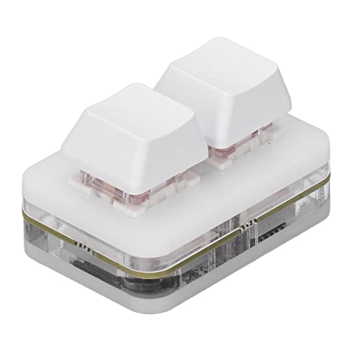 Fdit 2-Tasten-Tastatur, Tastenfeld, Tasten, Tastatur, USB-Spiele, Rot, für Mini-Basisschalter (White) von Fdit