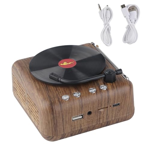Fdit Bluetooth-Lautsprecher Im Retro-Plattenspieler-Stil, Altmodischer 5-W-Lautsprecher für Schallplatten, 360 ° Stereo-Surround-Sound und Bass-Verbesserung Fdit Bluetooth-Lautsprecher Im Retro-Plattenspieler-Stil, Altmodischer 5-W-Lautsprecher für Schallplatten, 360 ° Stereo-Surround-Sound und Bass-Verbesserung von Fdit
