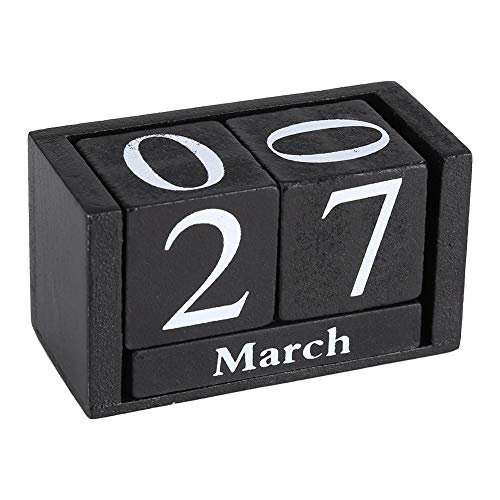Fdit Ewiger Kalender Dauerkalender Holz Calendar Block Vintage Holzkalender Desktop Time Concept Perpetual Desktop Calendar Rustikales Holz Ewiger Block Monat Datum Display Home Office Dekoration von Fdit