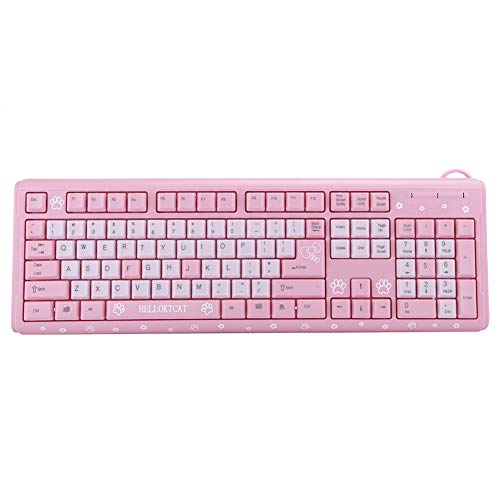 Fdit Kabelgebundene Tastatur, Ultra-Slim USB Kabelgebundene Tastatur mit 104 Tasten, Universelle USB Tastatur für Home Office Laptops, 45,5 x 14,7 cm/17,9 x 5,8 Zoll(Rosa) von Fdit