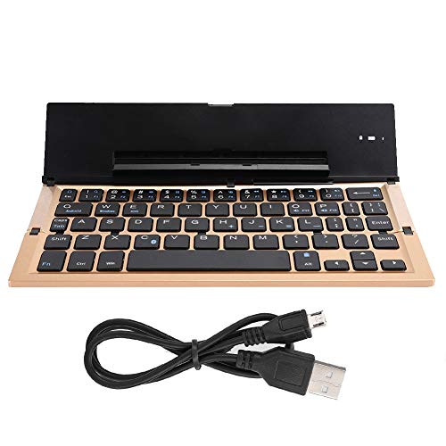 Fdit Kabellose Faltbare Tastatur, Wiederaufladbare USB-Bluetooth-Klapptastatur mit Ständer, für Büroangestellte und Spieleliebhaber von Fdit