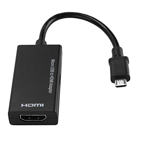 Fdit Micro USB zu HDMI Adapter, 1080P USB zu HDMI Adapter 8-Kanal Stereo Sound 5-poliger HDMI Video Adapter für Android Smartphone, Geeignet für Samsung, HTC, Lenovo, schwarz von Fdit