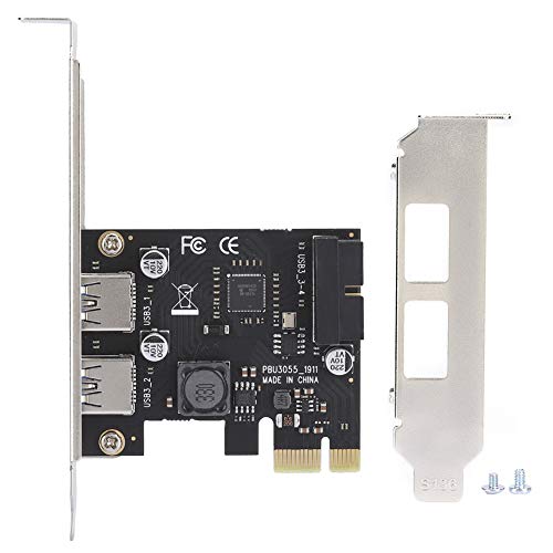 Fdit PCIE USB 3.0-Karte, PCI Express auf USB-Erweiterungskarte mit 2 Anschlüssen, Super Speed ​​5 Gbit/S, Interner Desktop-PC PCI-e USB3-Hub-Controller-Adapter, mit 19Pin / 20Pin-Anschluss von Fdit