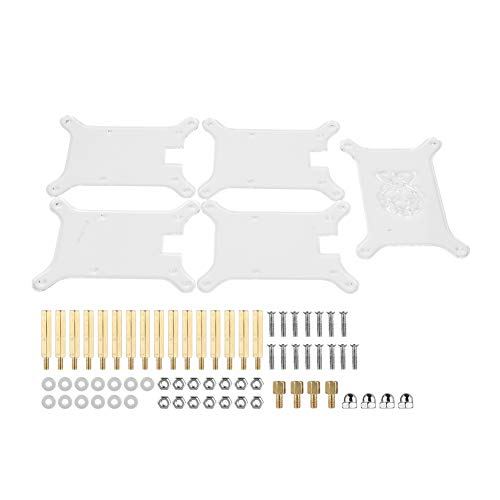 Fdit Raspberry Pi 4 Gehäuse 4 Slot 4 Cluster Acrylic Shell Case für Raspberry Pi, 586095 Stapelbarer Acryl Hundeknochenplattenstapel für Raspberry Pi 4B / 3B + / 3B / 2B / B + von Fdit