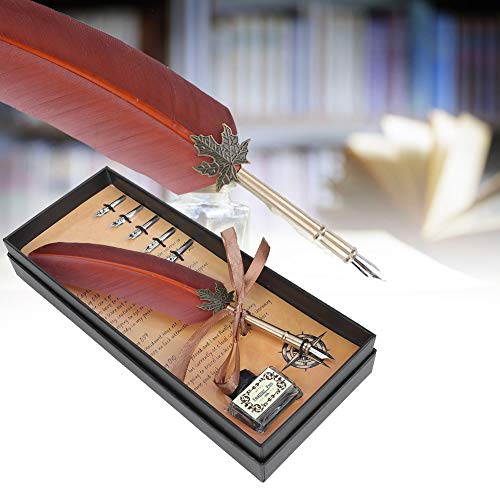 Fdit Schreibwerkzeugset, Seidige Glanzfeder -Dip -Stift -Set, Kalligraphie -Werkzeug mit Gegenwärtiger Box, Retro -Metallrohr und Edelstahlnib für Schüler (Kaffee) von Fdit