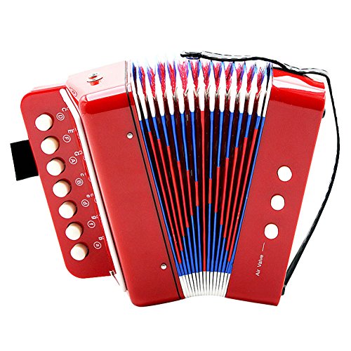 Fdit Socialme-EU Mini Akkordeon für Bass mit 7 Tasten für Kinder Didaktisches Instrument Spielzeug Rhythmische Übung Beleuchtung Musikinstrumente rot von Fdit