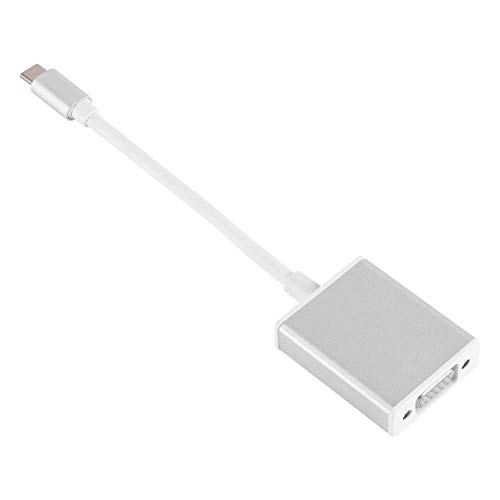 Fdit USB-C-zu-VGA-Adapter, USB 3.1 10-Gbit/s-Hochgeschwindigkeitsdatenrate zu HDMI-DVI/VGA-Port--Projektor Laufwerksfreier Konverter für MacBook-Serien(Silber) von Fdit