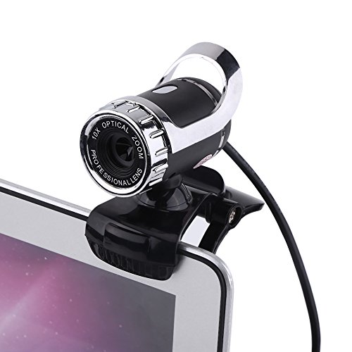 Fdit USB-Webkamera, HD 2.0 12M Pixel Clip-on Eingebaute Mikrofon-Webcam mit um 360 ° drehbarem Ständer(Silver) von Fdit