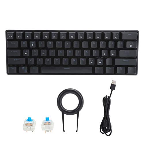 Gaming-Tastatur, 61-Tasten-Verkabelung Mechanical Feel Gaming-Tastatur LED-beleuchtete Gaming-Tastatur für den Heim- und Bürobereich, mit Ersatzschalter und Schlüsselabzieher, schwarz von Fdit