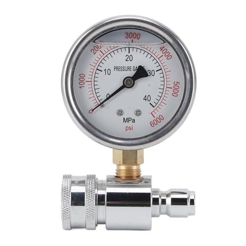 Hochdruckreiniger-Manometer, 6000 Psi Hochdruck mit Schnellanschluss, Edelstahl, Geeignet für Autowaschmaschinen und Anderes Zubehör für Reinigungsgeräte Hochdruckreiniger-Manometer, 6000 Psi Hochdruck mit Schnellanschluss, Edelstahl, Geeignet für Autowaschmaschinen und Anderes Zubehör für Reinigungsgeräte von Fdit