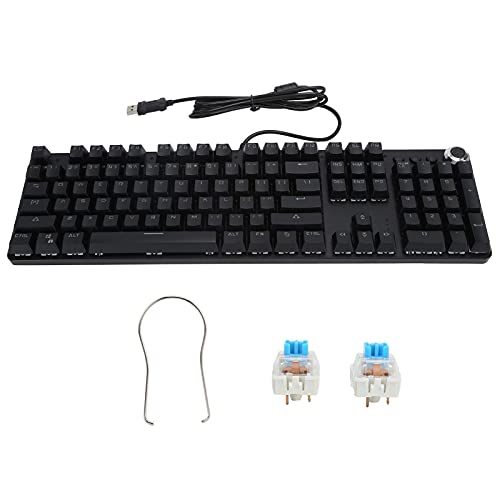 Mechanische Tastatur mit Blauem Schalter, 104 Tasten Vollfarb-Gaming-Tastatur mit RGB-Hintergrundbeleuchtung Schwarz, Hot-Swap-fähige Kabelgebundene USB-Tastatur mit Multimedia-Taste von Fdit