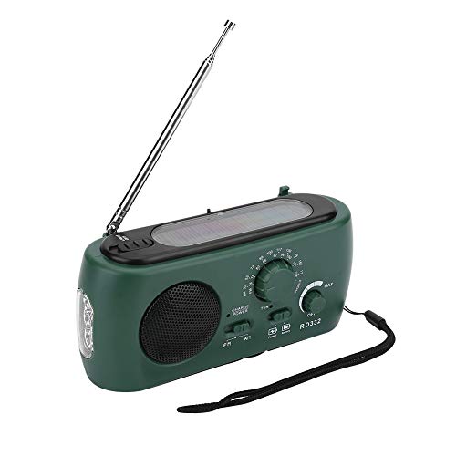 Notfall-Kurbelradio, tragbares Solar-Handkurbel-AM/FM-Wetterradio mit LED-Taschenlampe (Farbe: dunkelgrün oder weiß zufällig) von Fdit