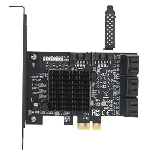 PCIe SATA-Karte 8-Port, 6 Gbit/s PCI-e 1X Raid-Controller, PCI-zu-SATA 3.0-Adapterkonverter-Unterstützung AHCI1.0 & IDE für Desktop-PC, Low Profile-Halterung von Fdit