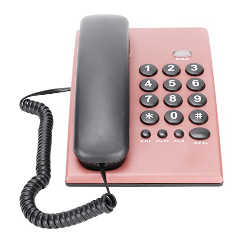 Schnurgebundenes Tischtelefon, Mehrfarbiges Festnetztelefon mit Zwei Magnetischen Hörern, Telefon mit Großen Tasten für das Home-Office-Hotel, Einschließlich Pause/Stummschaltung /(Rosa) von Fdit